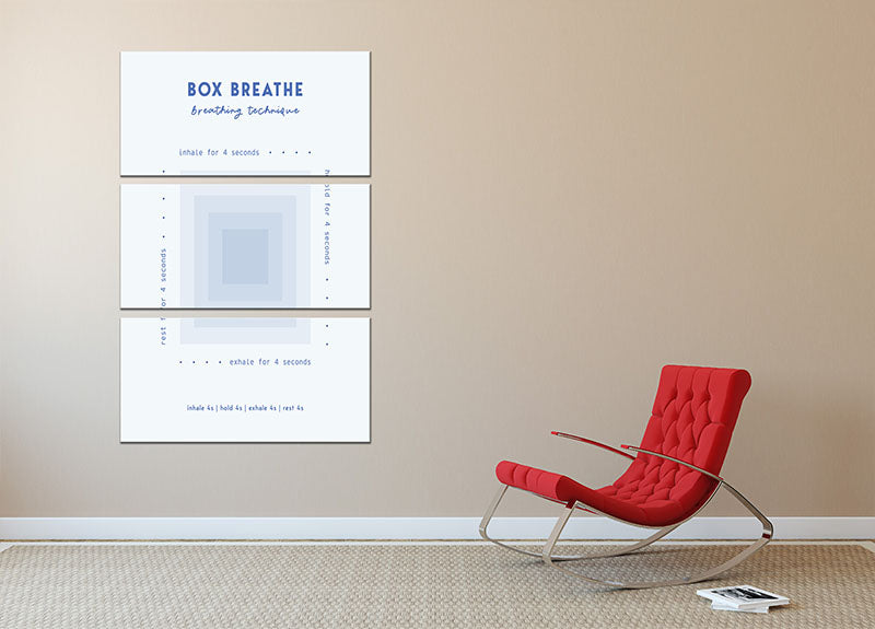 Box Breathe Technique 3 Split Panel Canvas Print showcasing vibrant colors and intricate designs, perfect for enhancing any room's decor.