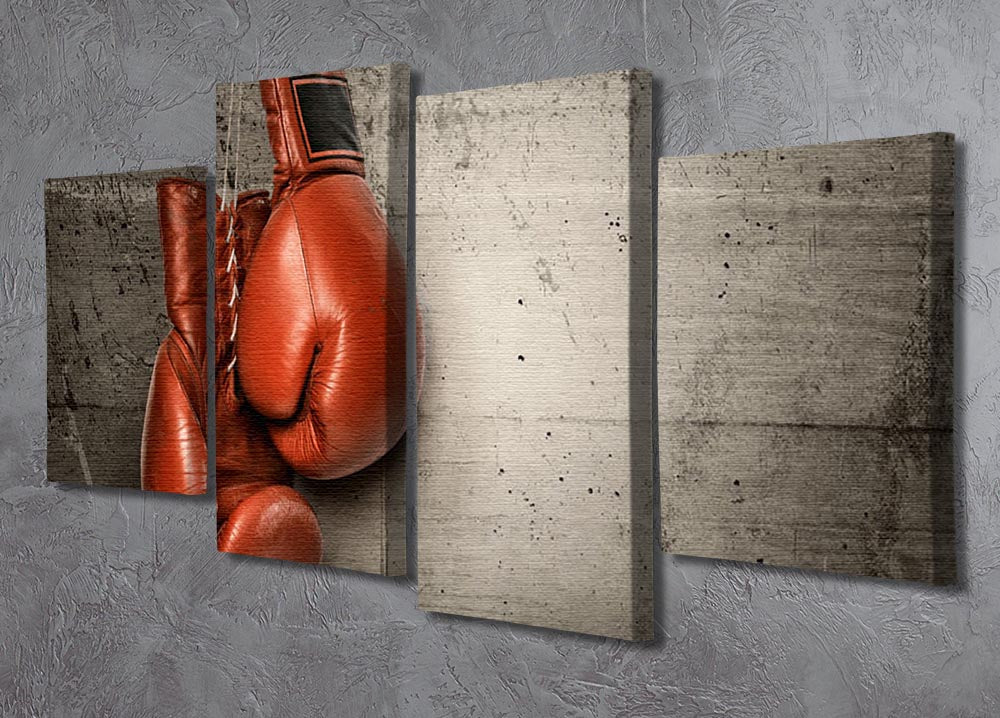 A striking 4-split canvas artwork featuring boxing gloves, showcasing dynamic design and vibrant colors.