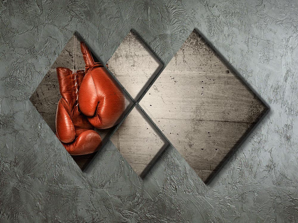 A 4-square canvas artwork featuring boxing gloves against a concrete background, showcasing a dynamic and sporty aesthetic.
