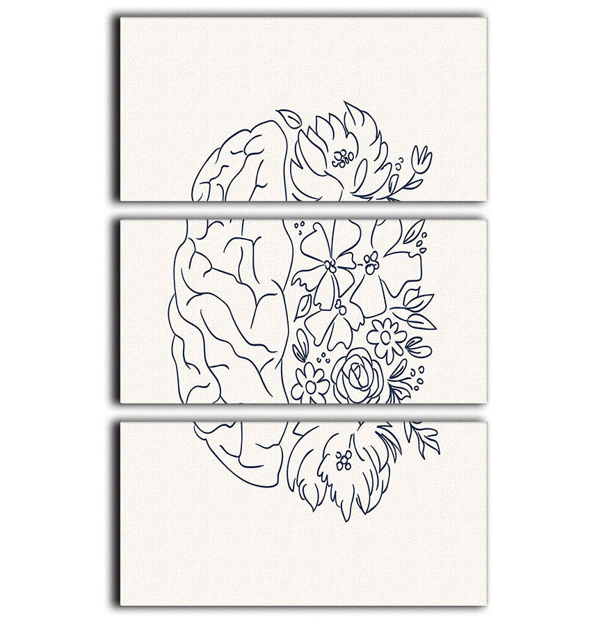 Brain Sketch 3 Split Panel Canvas Print featuring three high-quality canvases with a captivating design, perfect for modern decor.