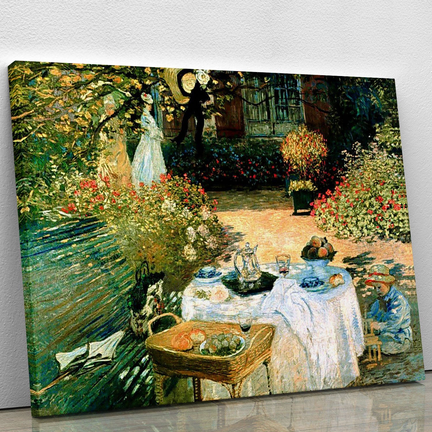 Breakfast by Monet canvas print showcasing vibrant colors and impressionist style, perfect for home decor.