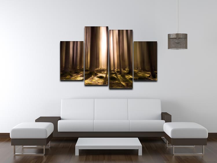 Breath Of Life 4 Split Panel Canvas artwork featuring vibrant colors and intricate designs, displayed in a modern living space.