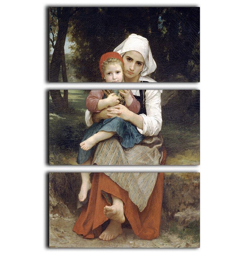 Breton Brother and Sister by Bouguereau 3-panel canvas print showcasing elegant artwork in a split design.