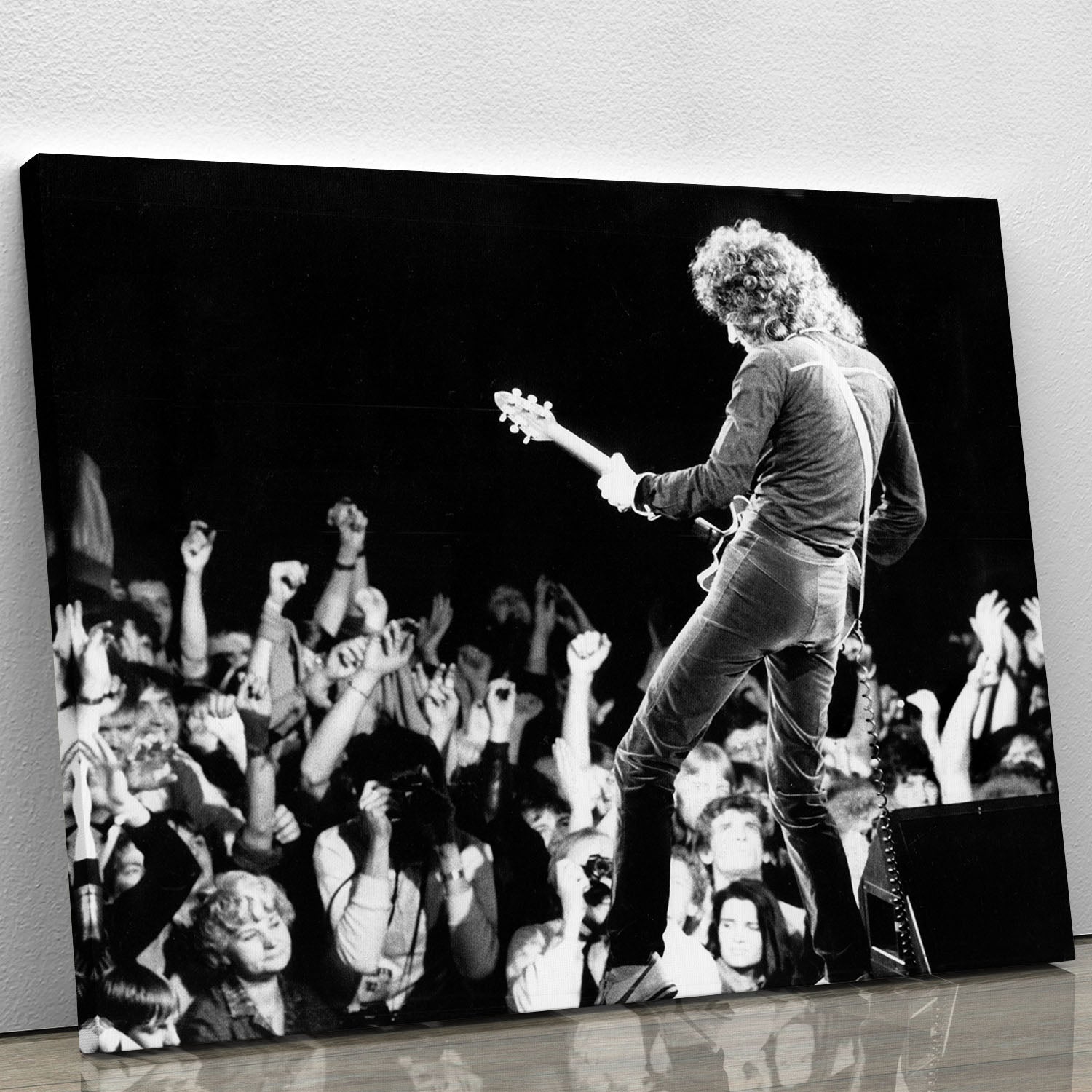 Canvas print of Brian May from Queen, showcasing vibrant colors and detailed artwork, perfect for music lovers.