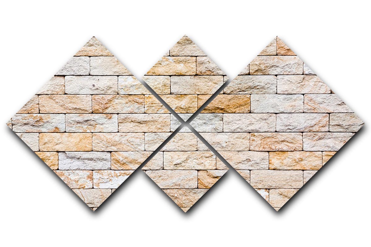 A beautifully designed 4-square multi panel canvas featuring a rustic brick stones wall, enhancing modern home decor.