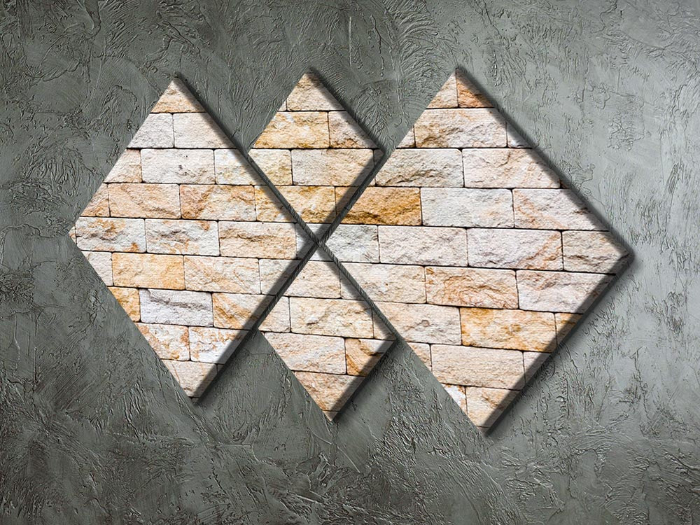 A beautifully designed 4-square multi panel canvas featuring a rustic brick stones wall, enhancing modern home decor.