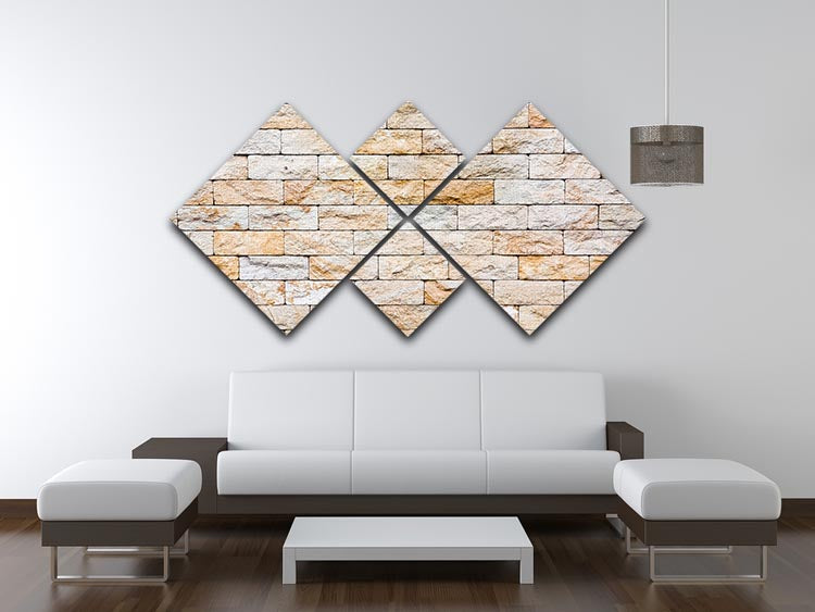 A beautifully designed 4-square multi panel canvas featuring a rustic brick stones wall, enhancing modern home decor.