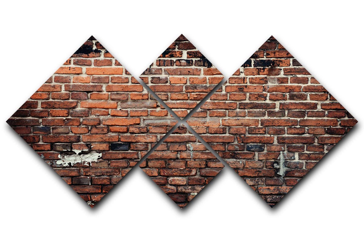 A stylish 4-square multi panel canvas featuring a realistic brick wall background, perfect for modern home decor.