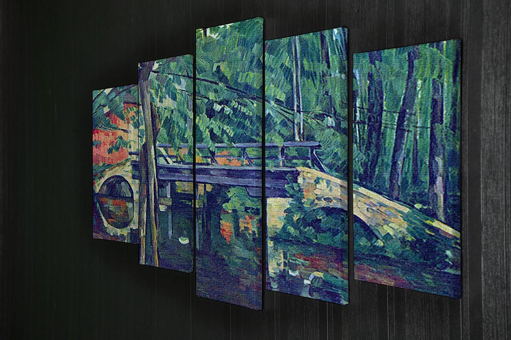 5 Split Panel Canvas featuring Cezanne's Bridge in the Forest artwork, showcasing vibrant colors and intricate details.