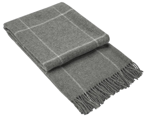 Brighton Throw blanket made from 100% New Zealand wool, featuring a chic grey striped design, perfect for adding warmth and style to any room.