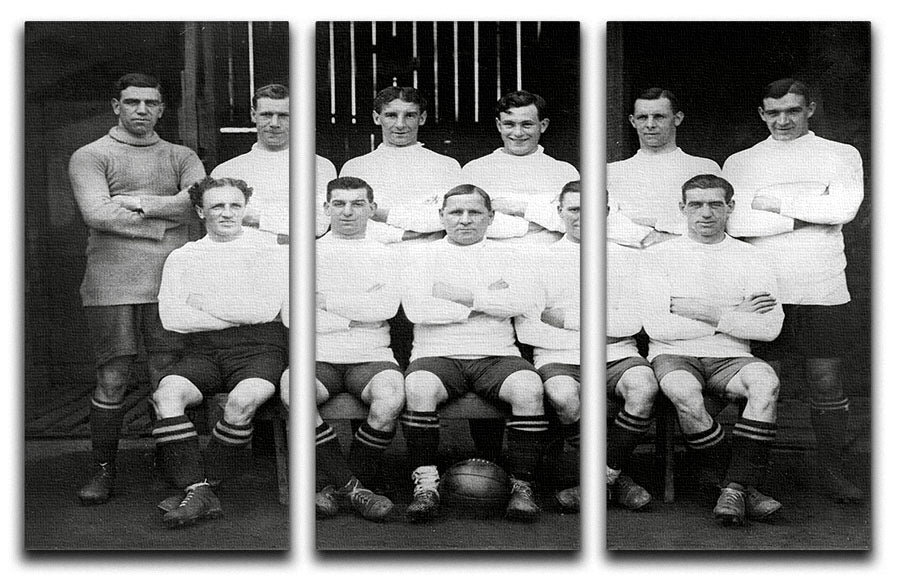 A vintage 1927 team photo of Bristol City Football Club displayed on a three-panel canvas print, showcasing the team's historical significance.