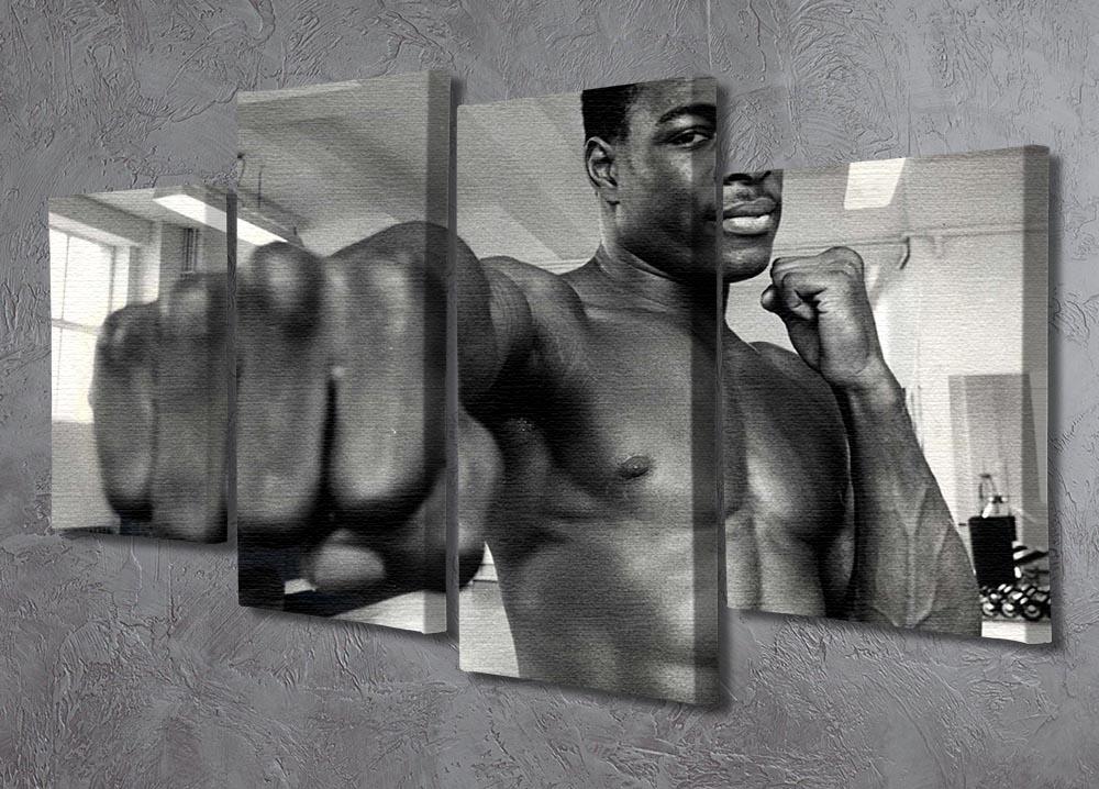 A 4-split canvas artwork featuring British boxer Frank Bruno, showcasing dynamic imagery across four panels.