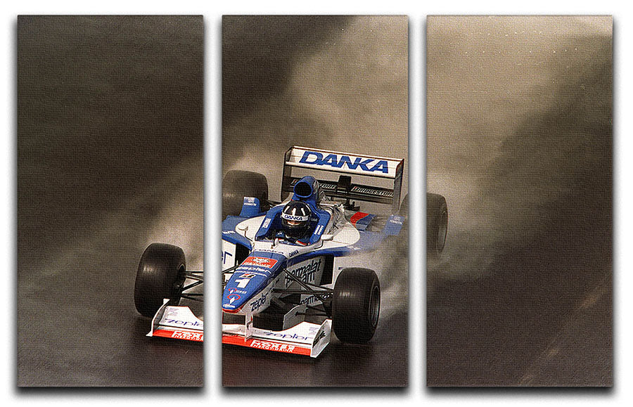 A stunning 3-panel canvas print depicting the British Grand Prix at Silverstone 1997, showcasing vibrant colors and dynamic racing imagery.