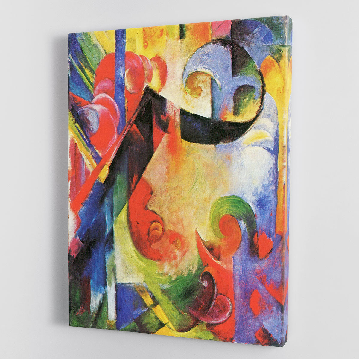 Canvas print of Broken Forms by Franz Marc featuring vibrant colors and abstract shapes, perfect for modern decor.