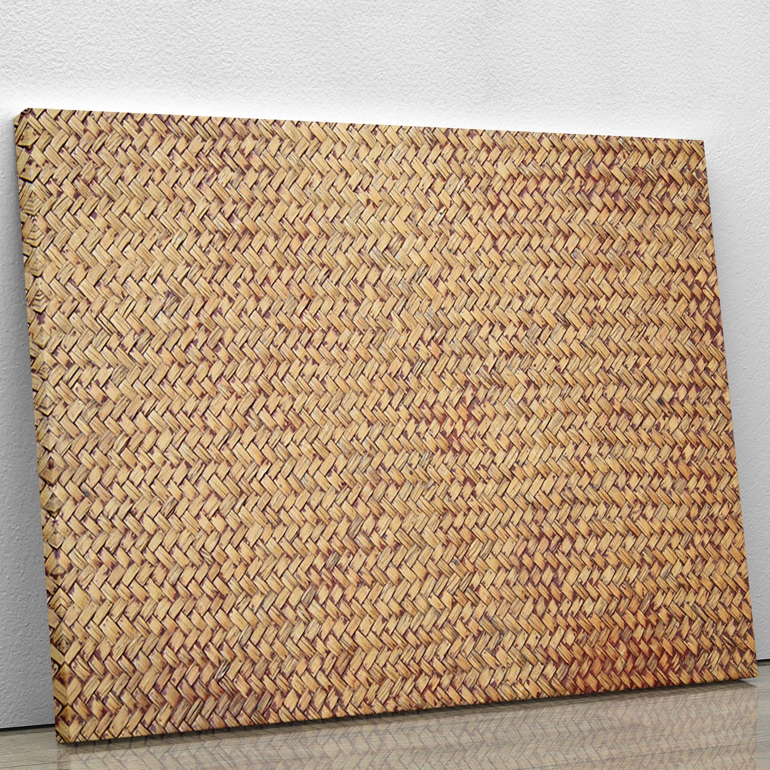 A beautiful Brown Rattan Weave Canvas Print showcasing intricate patterns and rich brown tones, perfect for home decor.