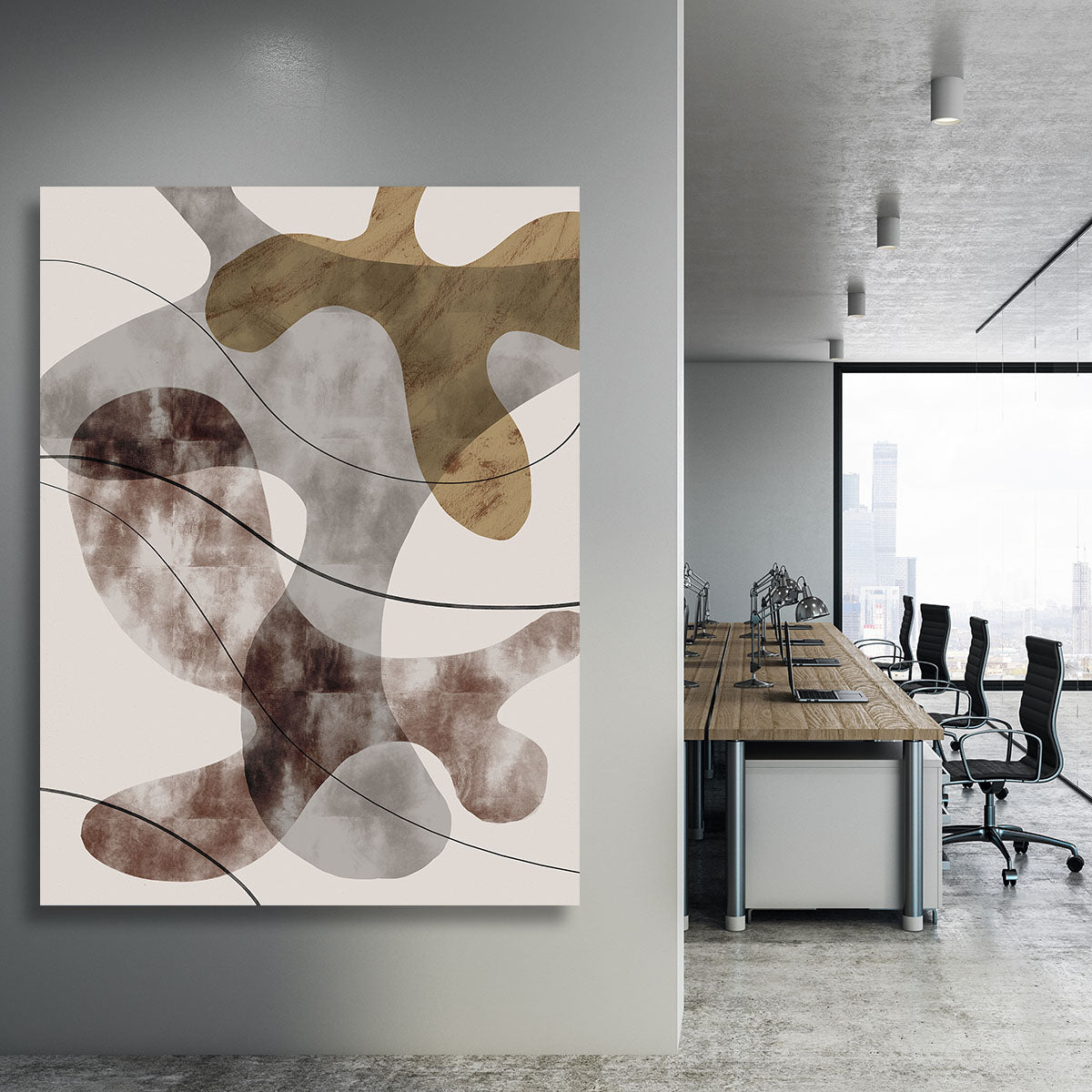 A beautiful canvas print featuring intricate brown seaweed design, perfect for home or office decor.