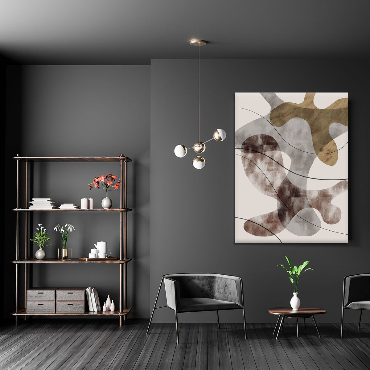 A beautiful canvas print featuring intricate brown seaweed design, perfect for home or office decor.