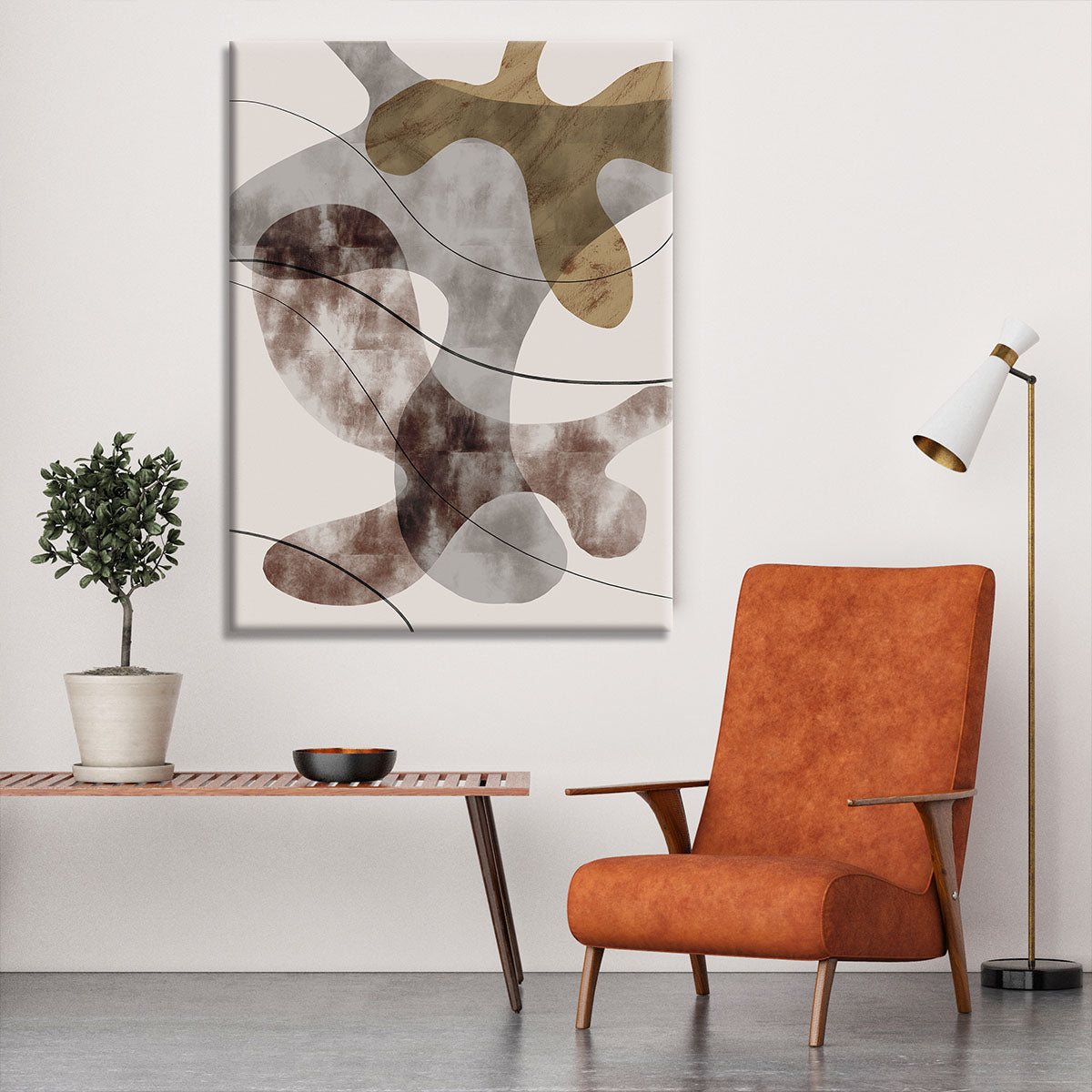 A beautiful canvas print featuring intricate brown seaweed design, perfect for home or office decor.