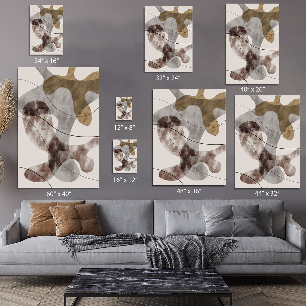 A beautiful canvas print featuring intricate brown seaweed design, perfect for home or office decor.