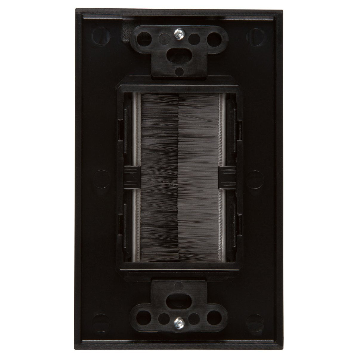 Brush Wall Plate designed for cable management, featuring a sleek white/ivory finish that blends seamlessly with home decor.