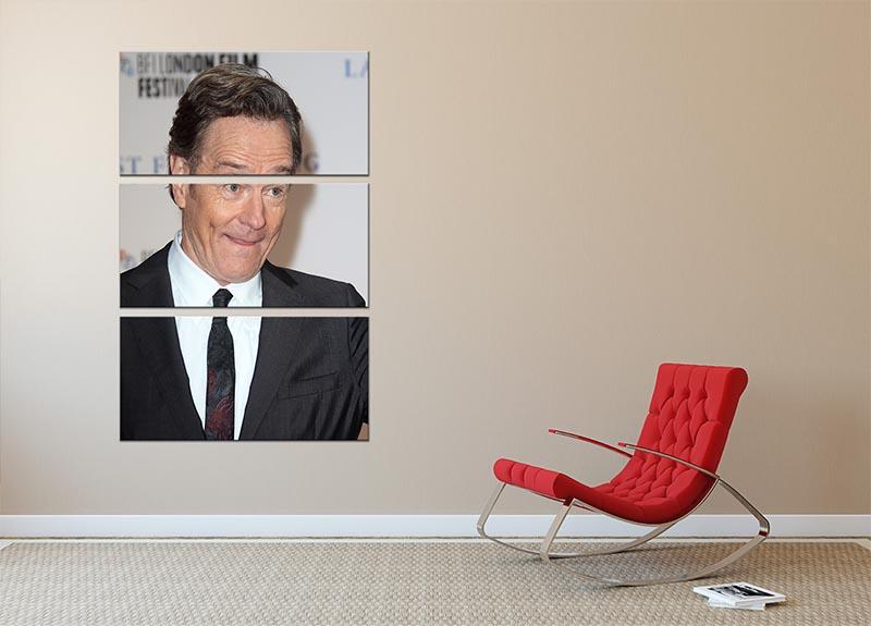 Bryan Cranston pensive 3-panel canvas print showcasing a thoughtful expression, ideal for modern decor.