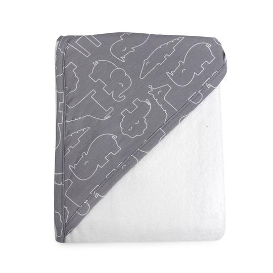 Bubba Blue Ash Grey Safari Bamboo Hooded Towel, soft and stylish, perfect for baby bath time.