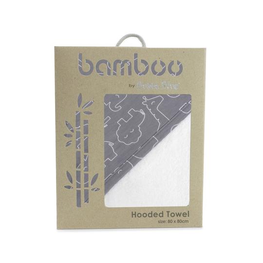 Bubba Blue Ash Grey Safari Bamboo Hooded Towel, soft and stylish, perfect for baby bath time.