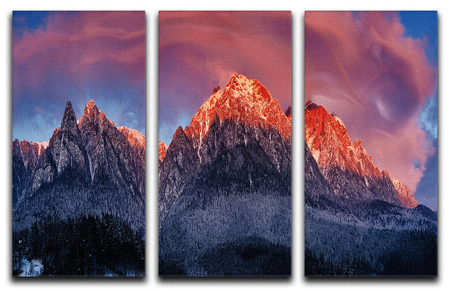 Bucegi Mountains 3 Split Panel Canvas Print showcasing stunning mountain scenery in three panels.