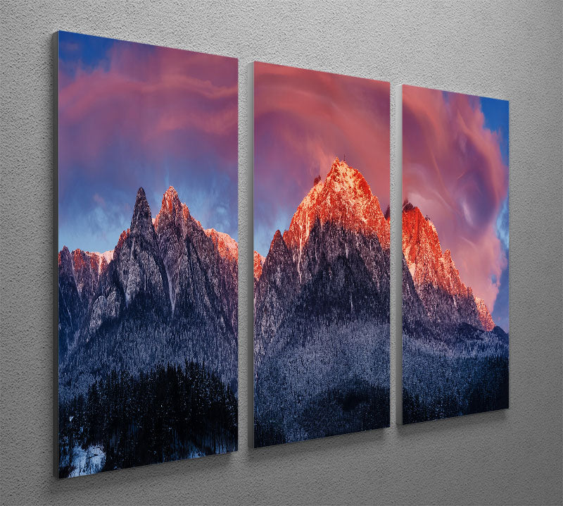 Bucegi Mountains 3 Split Panel Canvas Print showcasing stunning mountain scenery in three panels.