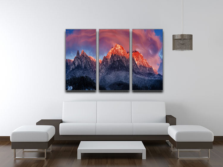 Bucegi Mountains 3 Split Panel Canvas Print showcasing stunning mountain scenery in three panels.