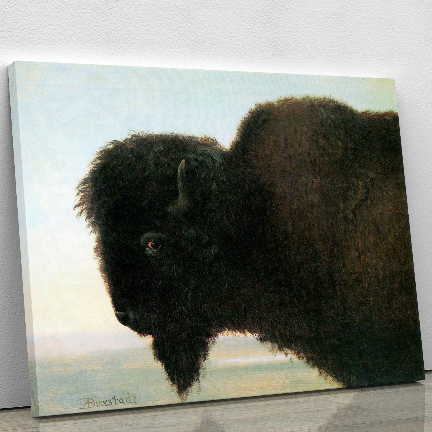 Buffalo Head canvas print showcasing a majestic buffalo in a natural setting, perfect for home decor.
