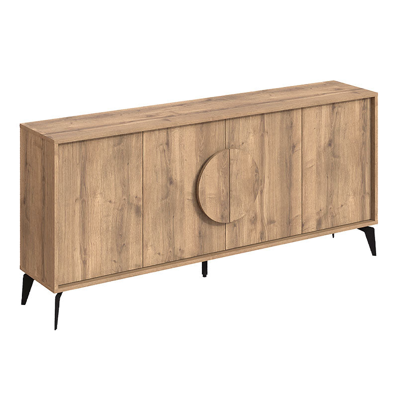 Buffet PARIS in light brown, featuring two double-leaf cabinets and five sturdy metal legs, ideal for stylish storage.