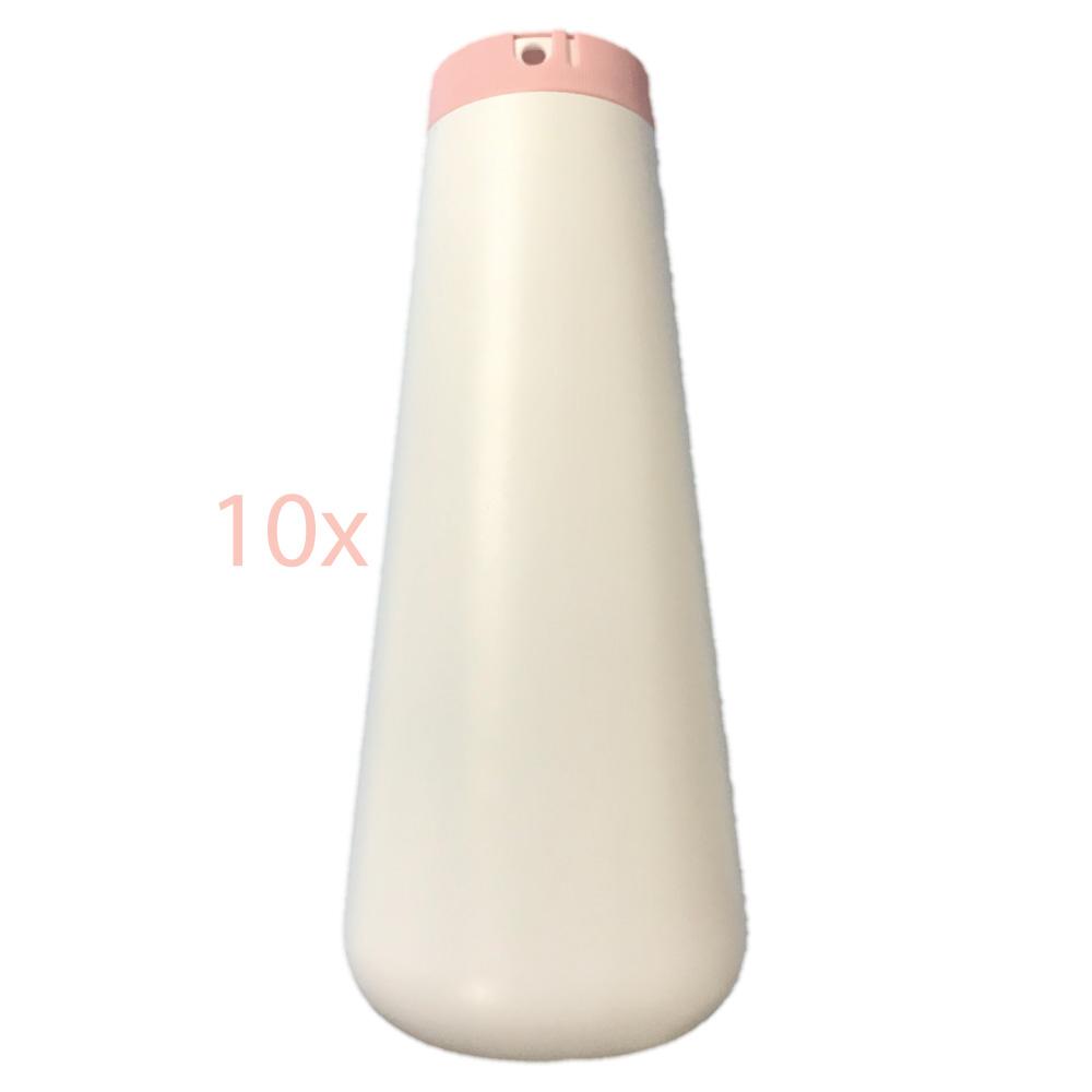 Bulk pack of 10 empty 750g salt shakers with twist lids, made from durable plastic for easy dispensing.