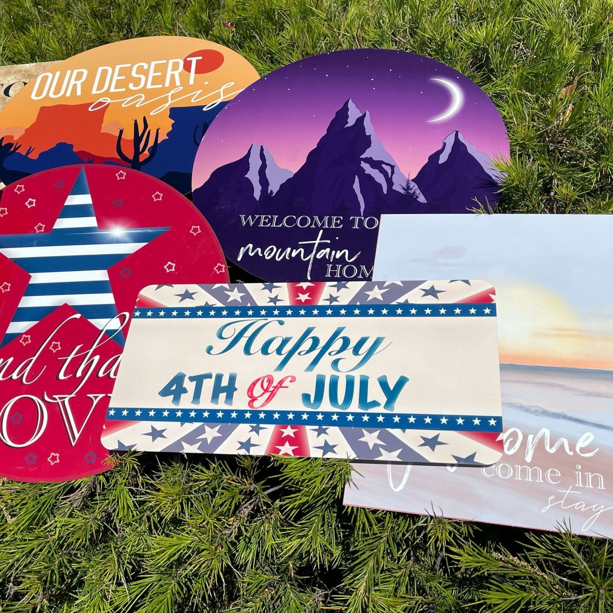 Bulk pack of 6” x 12” white sublimation sign blanks, ideal for crafting and personalized projects.