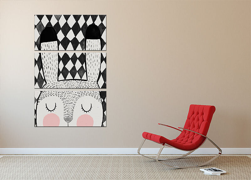 Bunny 3 Split Panel Canvas Print showcasing three panels with a captivating design, perfect for home decor.