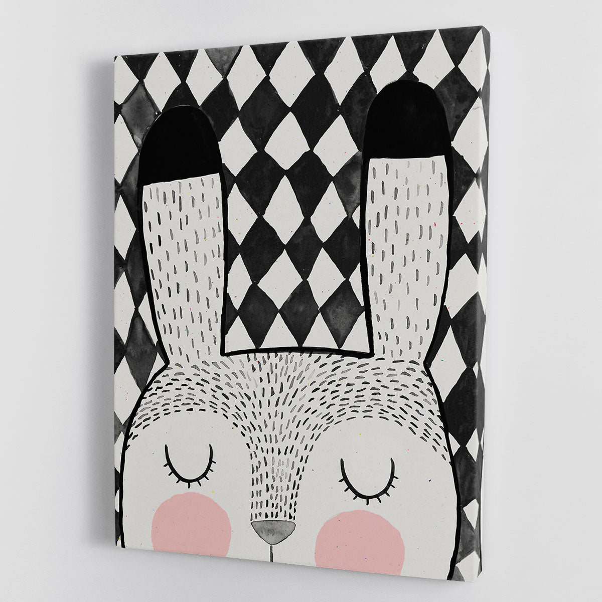 A charming Bunny Canvas Print featuring a cute bunny illustration, perfect for home decor.