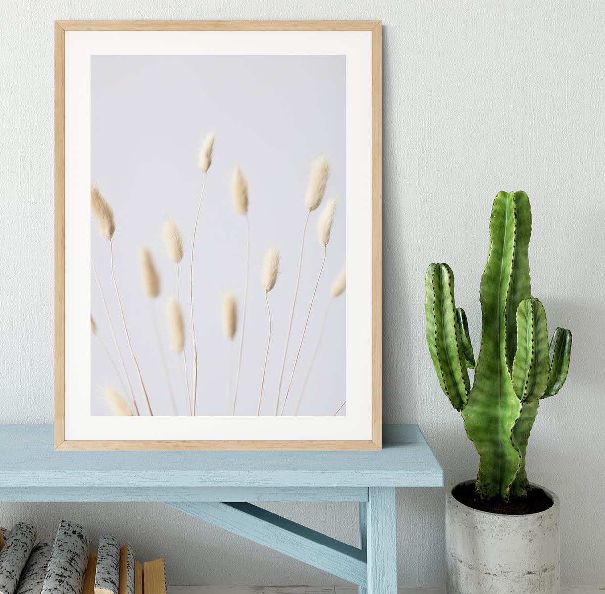 Bunny Grass No 3 Framed Print showcasing vibrant colors and a handmade frame in black, white, or natural wood.
