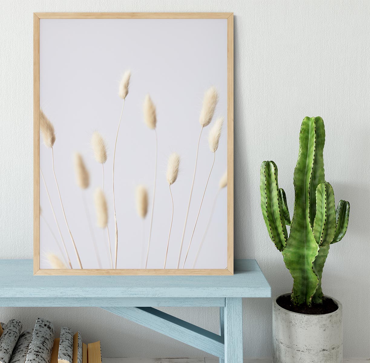 Bunny Grass No 3 Framed Print showcasing vibrant colors and a handmade frame in black, white, or natural wood.