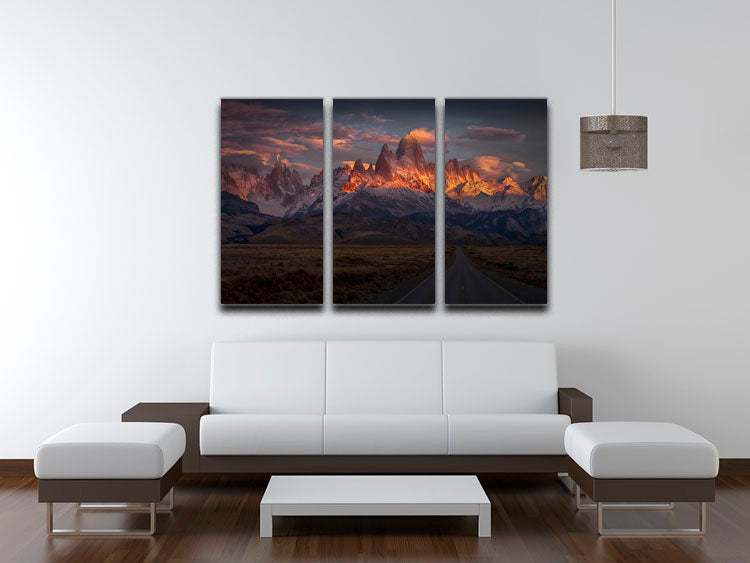 Burning Peak 3 Split Panel Canvas Print featuring vibrant colors and stunning design, perfect for home or office decor.