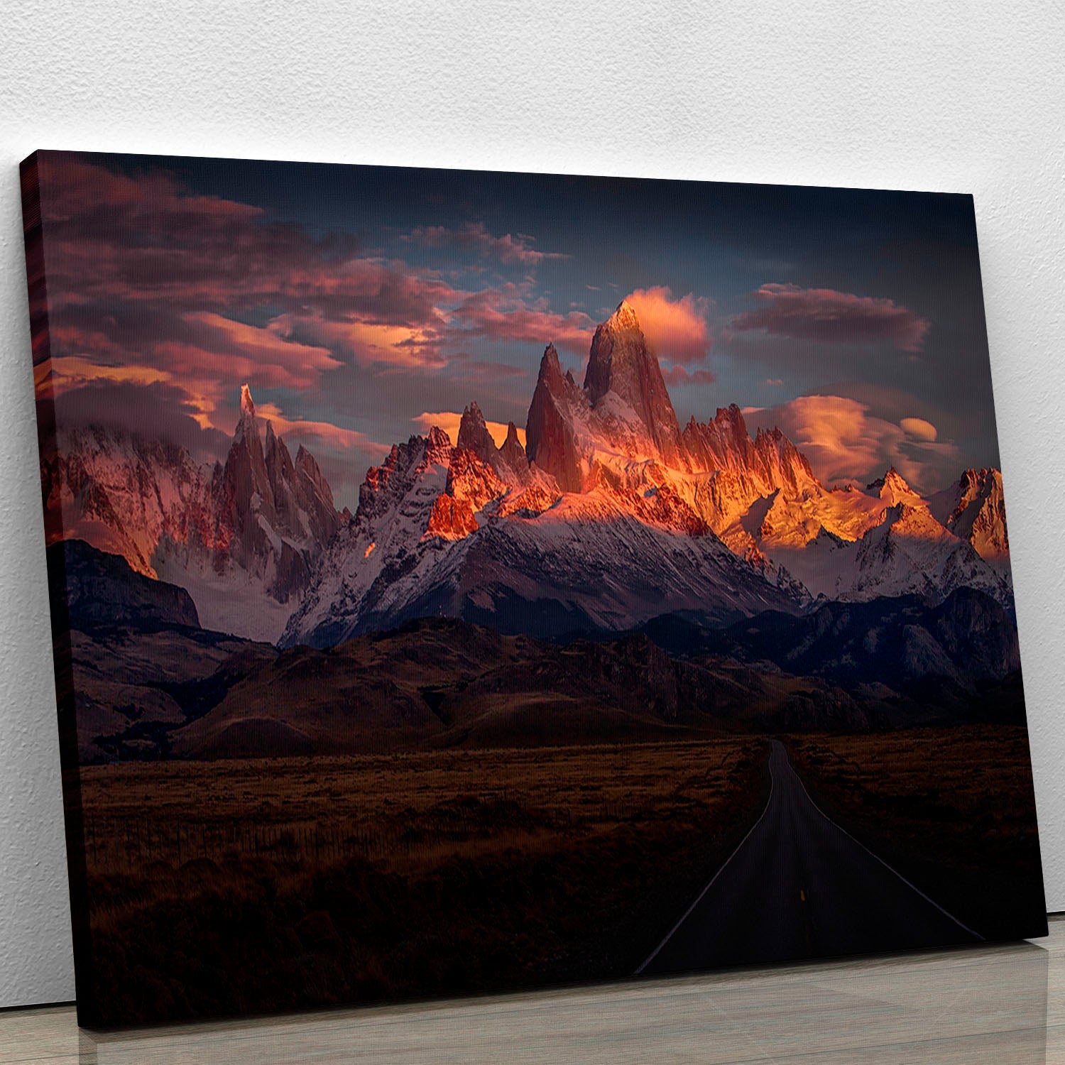 Burning Peak Canvas Print showcasing vibrant colors and abstract design, perfect for modern decor.