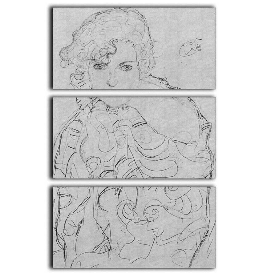 A stunning 3-panel canvas print of Klimt's Bust of a Woman, showcasing intricate details and vibrant colors, perfect for elegant home decor.