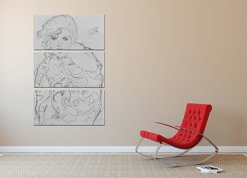 A stunning 3-panel canvas print of Klimt's Bust of a Woman, showcasing intricate details and vibrant colors, perfect for elegant home decor.