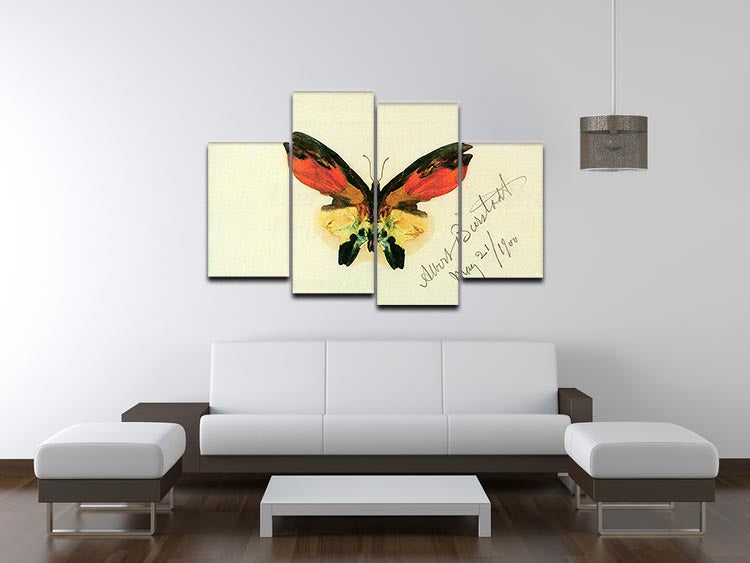 Butterfly 2 by Bierstadt 4 Split Panel Canvas featuring vibrant colors and intricate butterfly design across four panels.