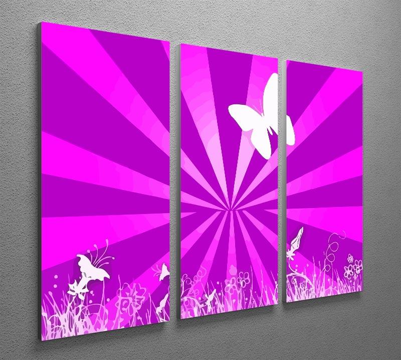 Butterfly Abstract 3 Split Panel Canvas Print showcasing vibrant colors and intricate details across three panels.