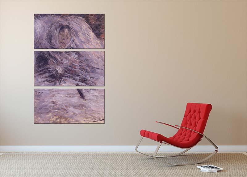 Three-panel canvas print of Camille Monet sur son lit de mort by Monet, showcasing vibrant colors and intricate details.