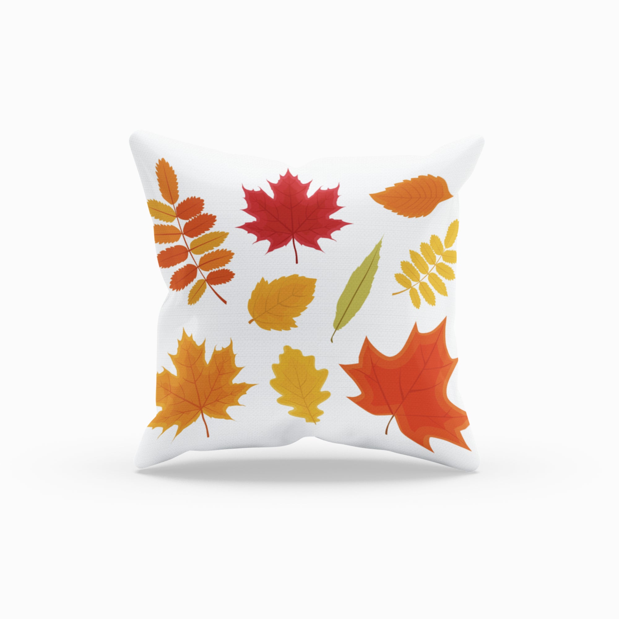 Canadian Maple Leaf Pattern Throw Pillow showcasing vibrant autumn colors, perfect for fall home decor.