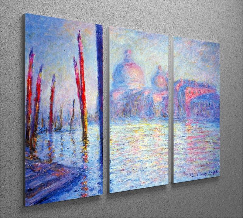 Three-panel canvas print of Monet's Canal Grand, showcasing vibrant colors and intricate details.