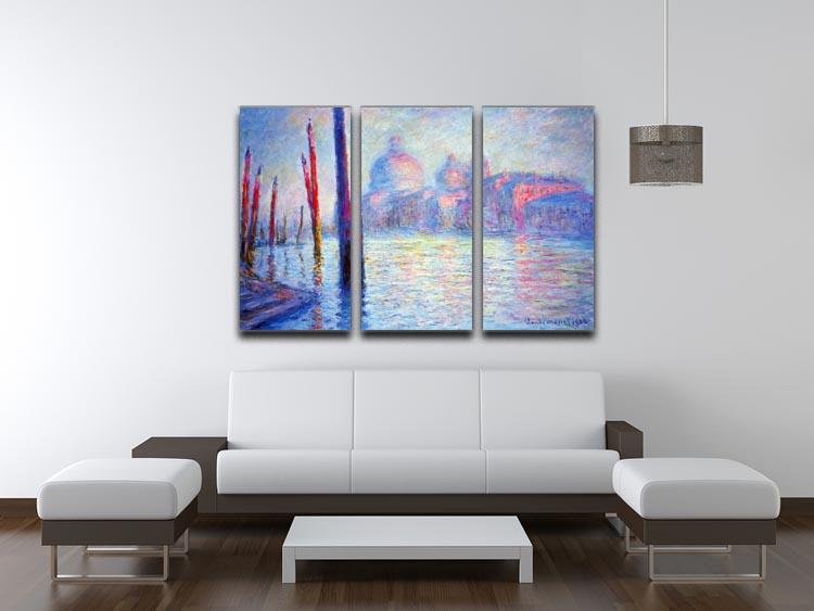 Three-panel canvas print of Monet's Canal Grand, showcasing vibrant colors and intricate details.