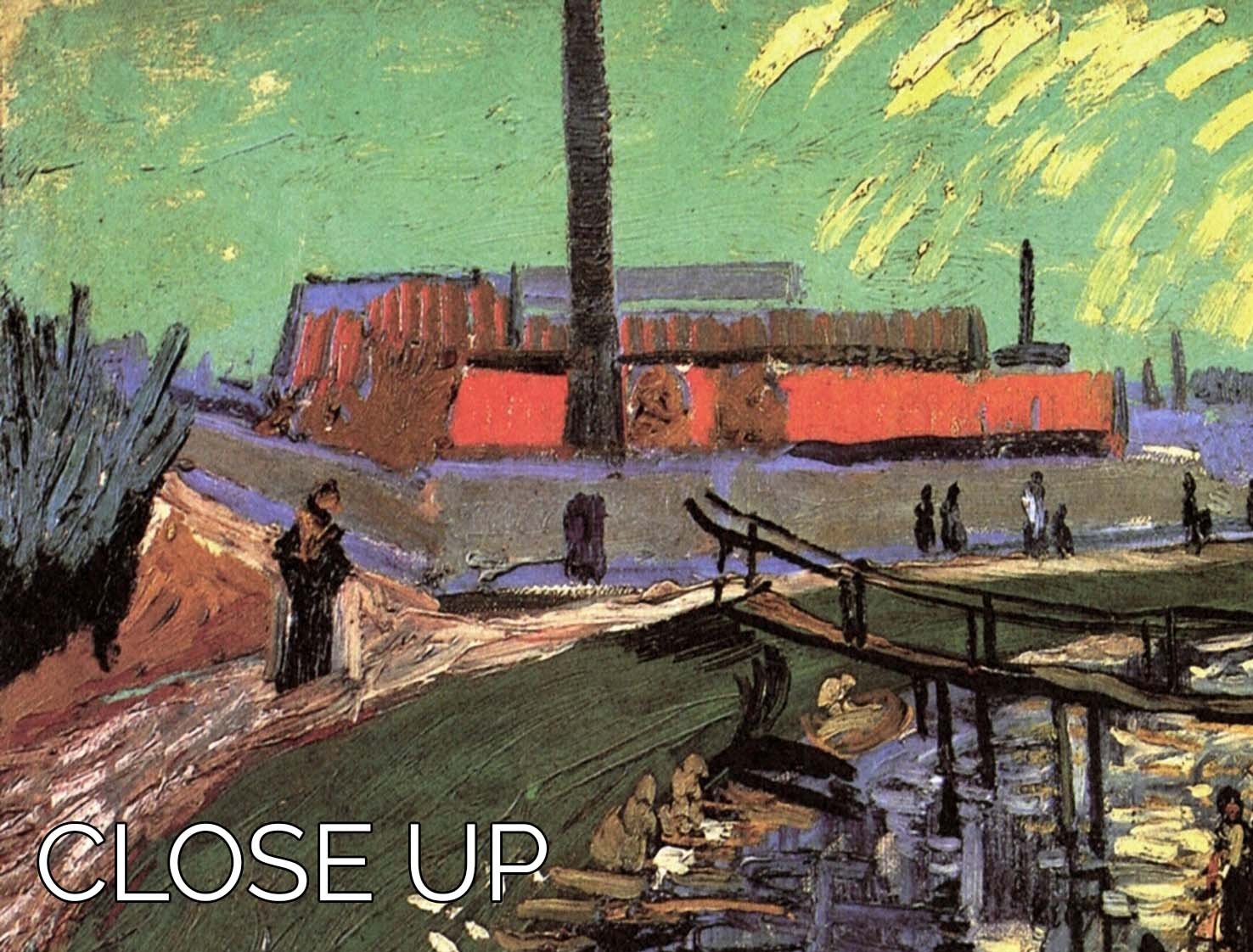 Three-panel canvas print of Van Gogh's Canal with Women Washing, showcasing vibrant colors and serene imagery.