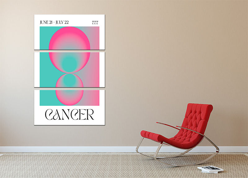A beautiful 3-panel canvas print featuring Cancer Zodiac nurturing art, showcasing vibrant colors and intricate designs, perfect for home decor.
